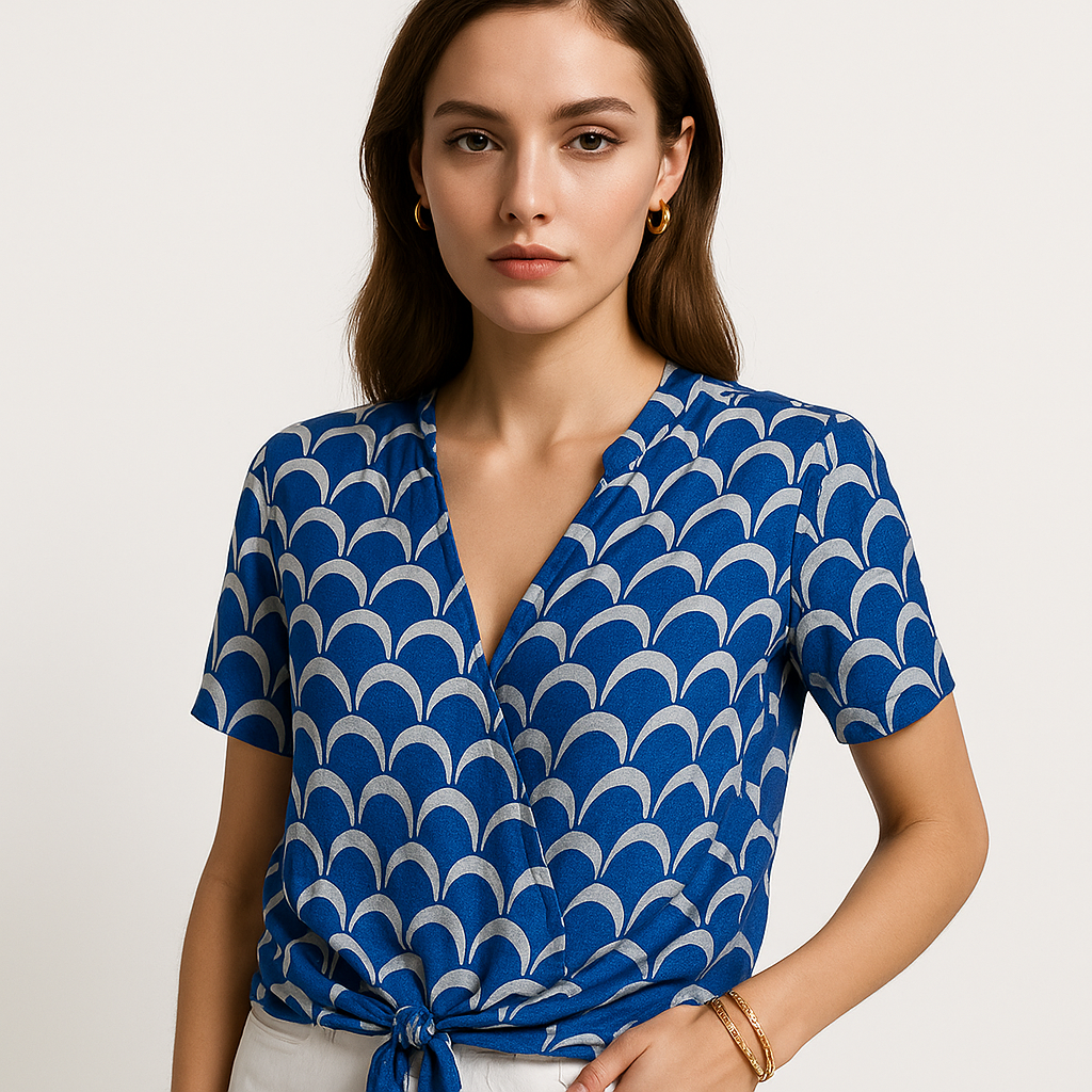 Wickelbluse mit Print