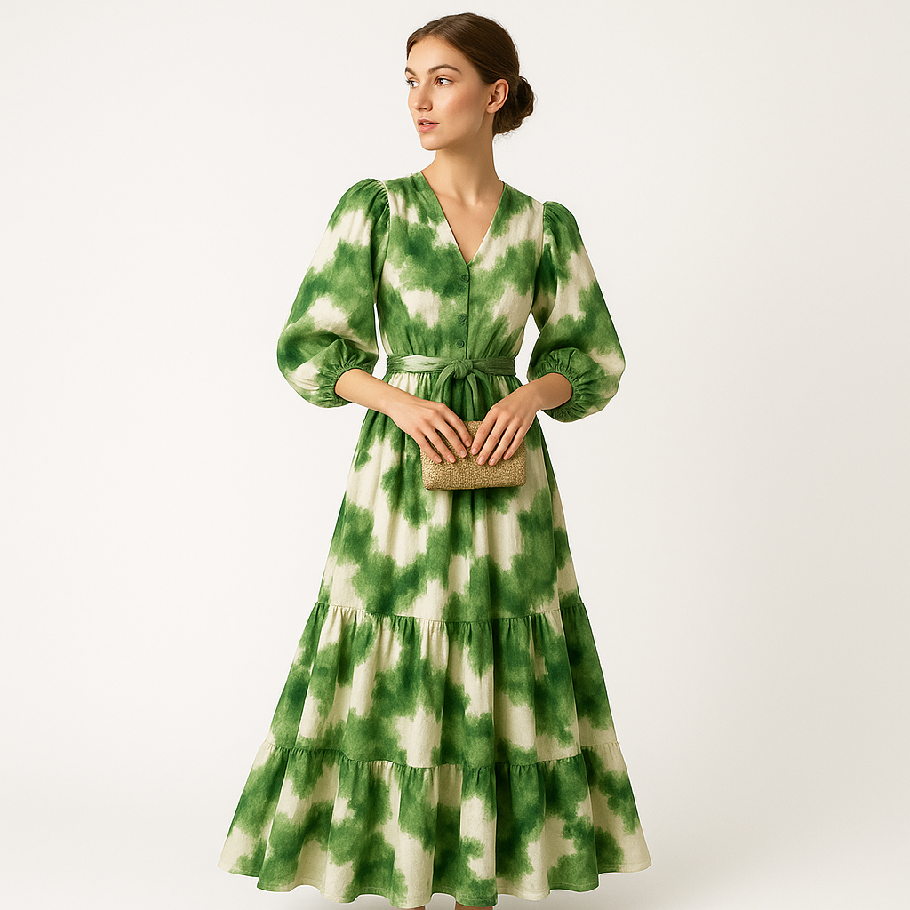 Maxikleid mit Aquarellprint