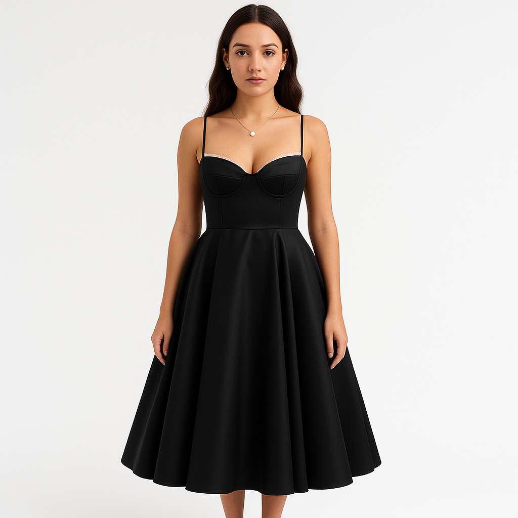 Satin Fit & Flare Kleid