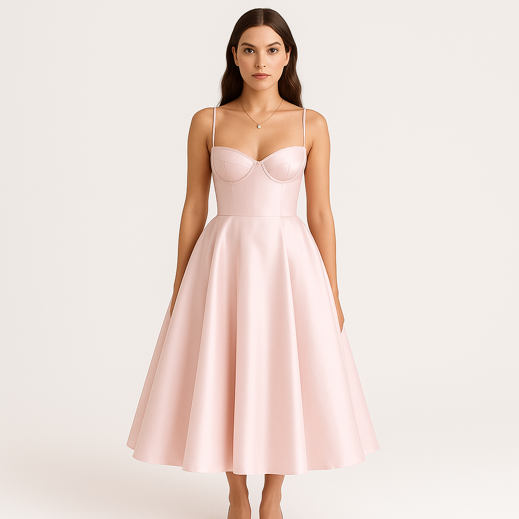 Satin Fit & Flare Kleid