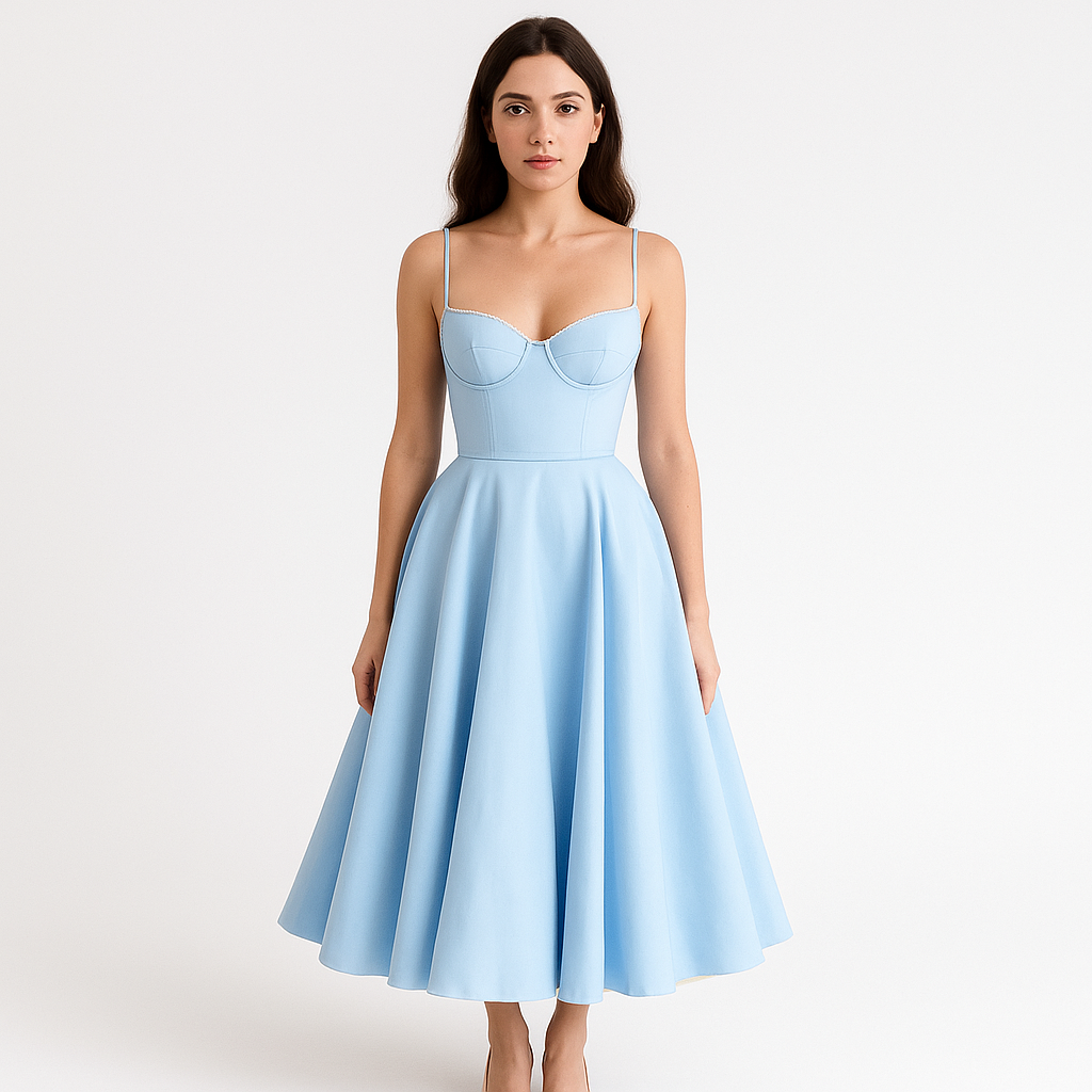 Satin Fit & Flare Kleid